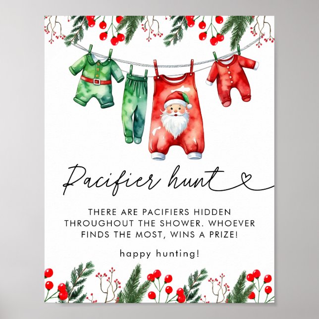 Poster Chasse au Pacifique Baby shower Père Noël de Noël  (Devant)