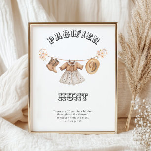 Poster Chasse au Pacifique du Baby shower de cowgirl occi