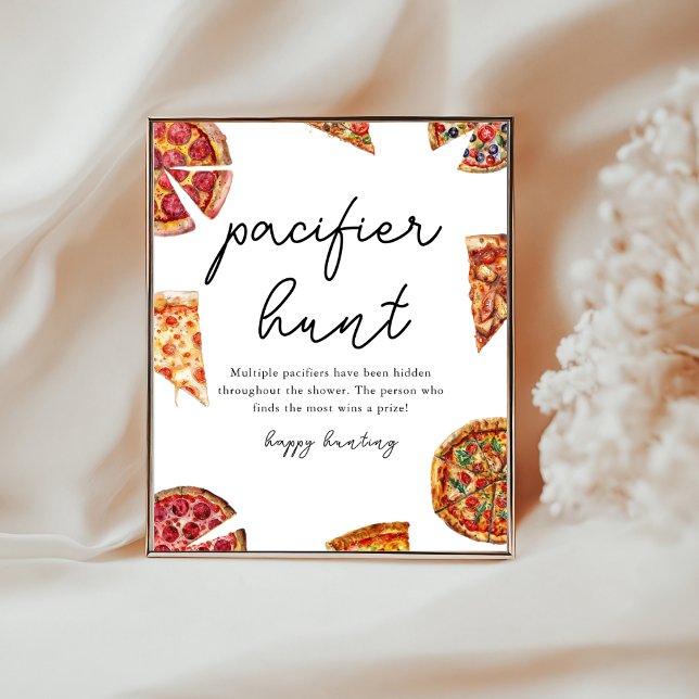 Poster chasse au Pacifique jeu de baby shower Pizza (Créateur téléchargé)