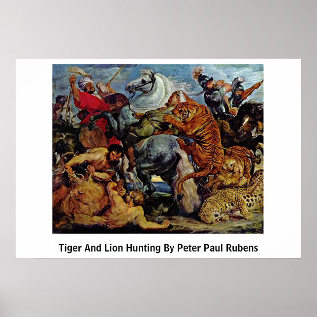 Poster Chasse Au Tigre Et Au Lion Par Peter Paul Rubens (Devant)