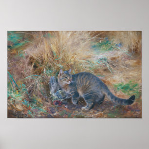 Poster Chasse aux chats à une tortue, Bruno Liljefors