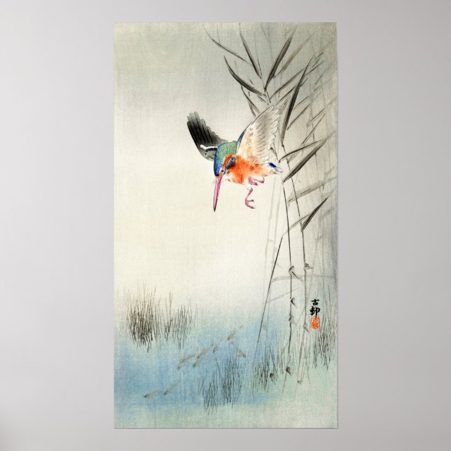 Poster Chasse aux martin-pêcheurs - Ohara Koson - Art Vin (Devant)