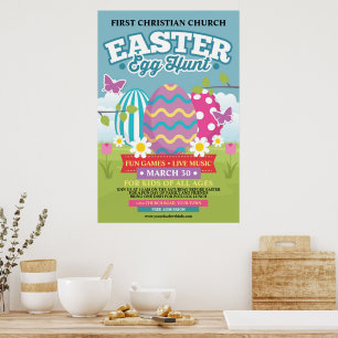 Poster Chasse aux oeufs de Pâques