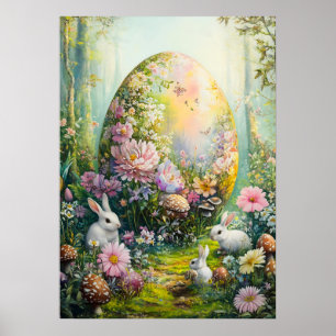 Poster Chasse aux oeufs de Pâques dans la forêt d'Imagina