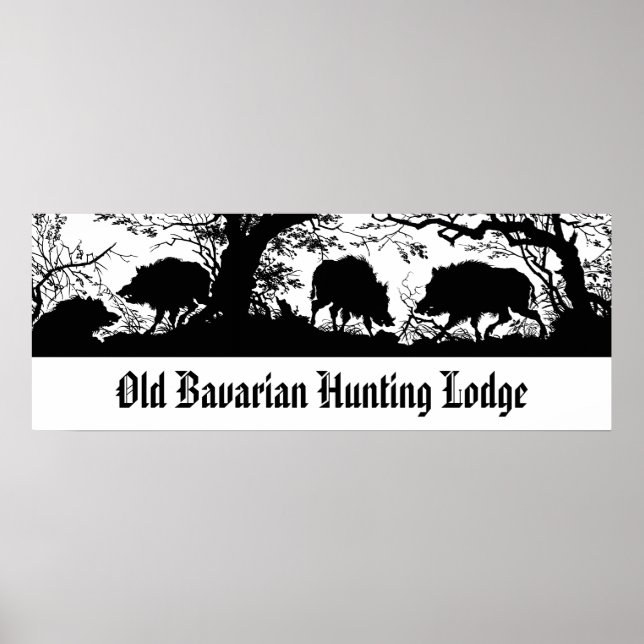 Poster Chasse Bavaroise - Boar sauvage, Wildschwein (Devant)