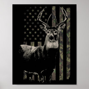 Poster Chasse Camo Drapeau Américain Cerf