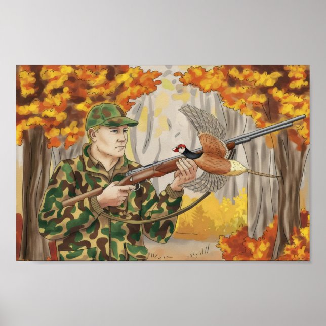 Poster Chasse chasseur début saison (Devant)