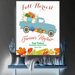 Poster Chasse d'automne Farmer Citrouille Patch Farmhouse