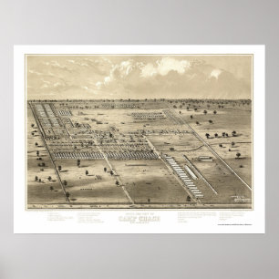 Poster Chasse de camp, carte panoramique de l'OH - CA