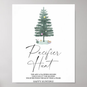 Poster Chasse de la sucette d'hiver baby shower de jeu po