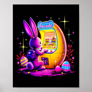 Poster Chasse de Pâques Arcade - Joueur de Lapin Rétro St