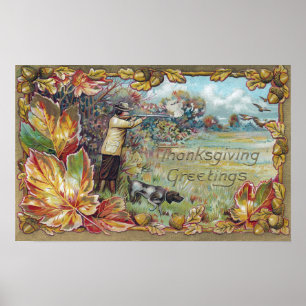 Poster Chasse en automne Thanksgiving Vintage