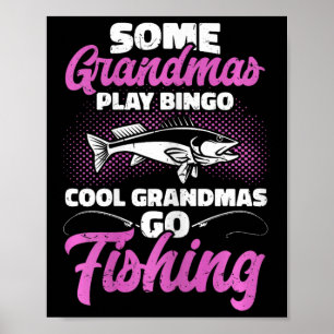 Poster Chasse Et Pêche Granny Grandmas Cool Aller Pêcher