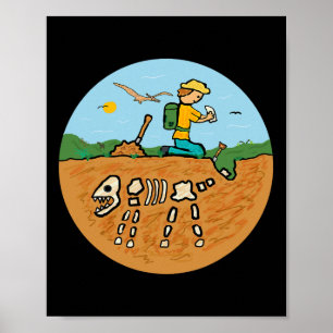 Poster Chasse Fossile Dinosaure Bones Paléontologue Fossi