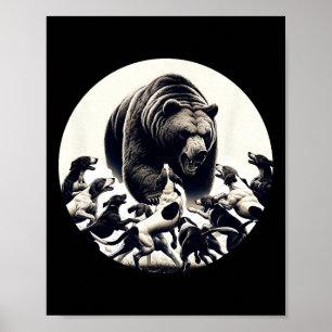 Poster Chasse Ours Retro Ours Chien Chasse Hound