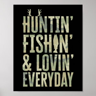 Poster Chasse Pêche Aimer chaque jour Fête des pères Camo