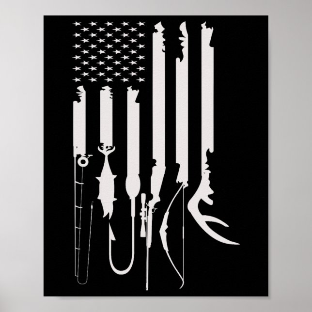 Poster Chasse Pêche Drapeau américain Décor à thème (Devant)