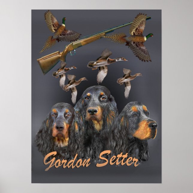 Poster Chasse trio Gordon Setter (Devant)