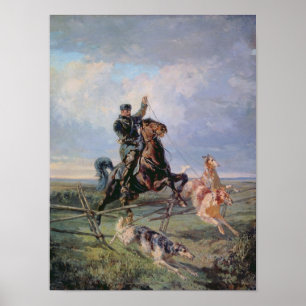 Poster Chasseur avec les barzoïs, 1872