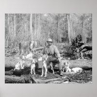 Chasseur avec ses limiers, 1897. Photo ancienne