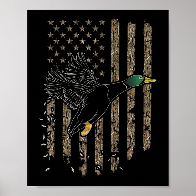 Poster Chasseur de canard Drapeau américain Chasse de sau (Devant)