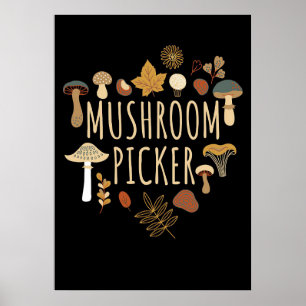 Poster Chasseur de champignons Champignons Picker