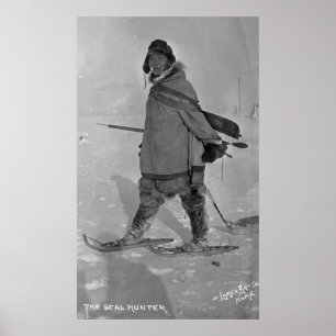 Poster Chasseur de phoque de l'Alaska avec raquettes Phot