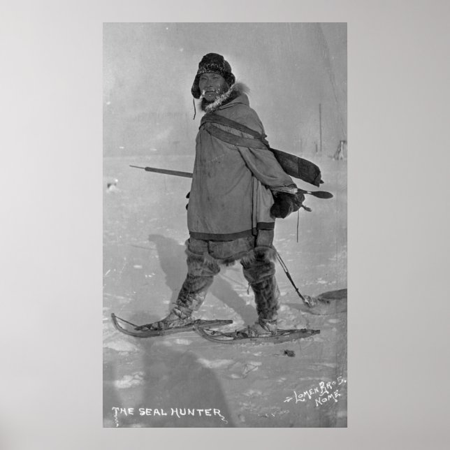 Poster Chasseur de phoque de l'Alaska avec raquettes Phot (Devant)