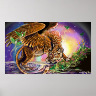 Poster Chasseur de poule Chat volant