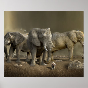 Poster Chasseur d'éléphants en Safari