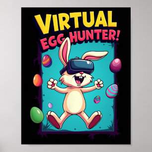 Poster Chasseur d'oeufs virtuel - Drôle de lapin de gamer