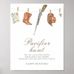Poster Chasseur - jeu de baby shower pour pacifier bébé