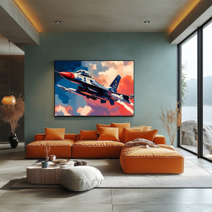 Poster Chasseur Pop Art - Art d'aviation en plein envol