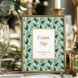 Poster Chasseur tendance Green Gold Foliage Mariage perso