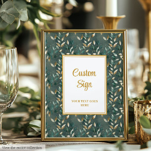 Poster Chasseur tendance Green Gold Foliage Mariage perso