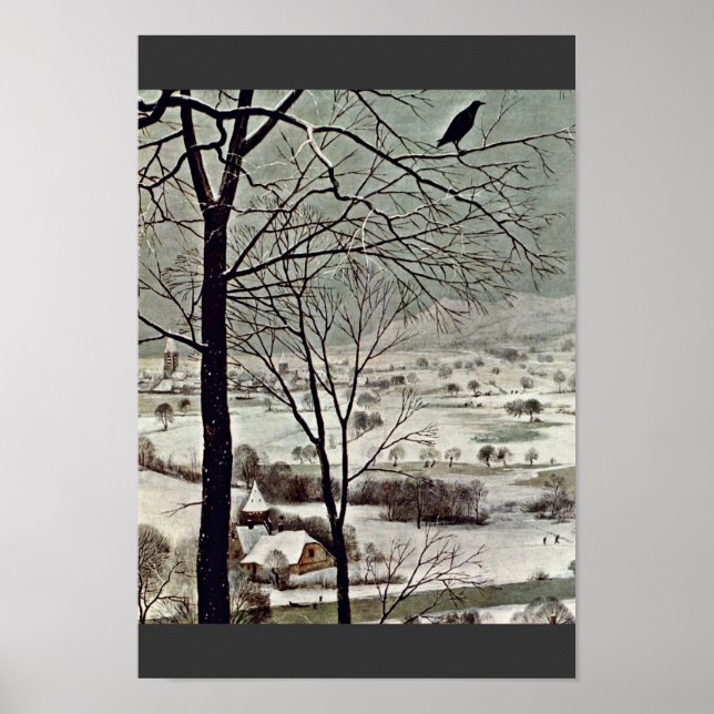 Poster Chasseurs Dans La Neige (Mois De Janvier) Détail (Devant)