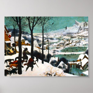 Poster Chasseurs dans le paysage de neige Pieter Bruegel