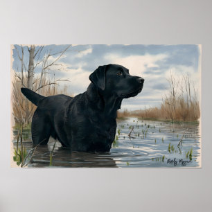 Poster Chasseurs de canard meilleur ami, Black Lab Print