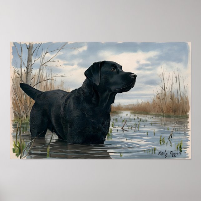 Poster Chasseurs de canard meilleur ami, Black Lab Print (Devant)
