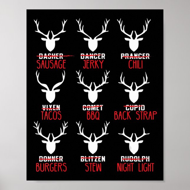 Poster Chasseurs de cerfs de Noël amusants Tous les renne (Devant)