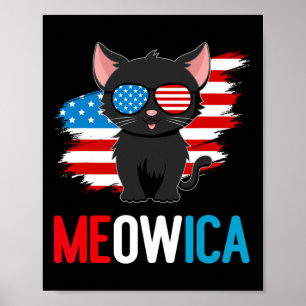 Poster Chat 4 juillet Meowica Kitten patriotique américai