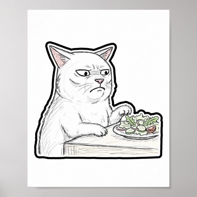 Poster Chat à la table de dîner (Devant)