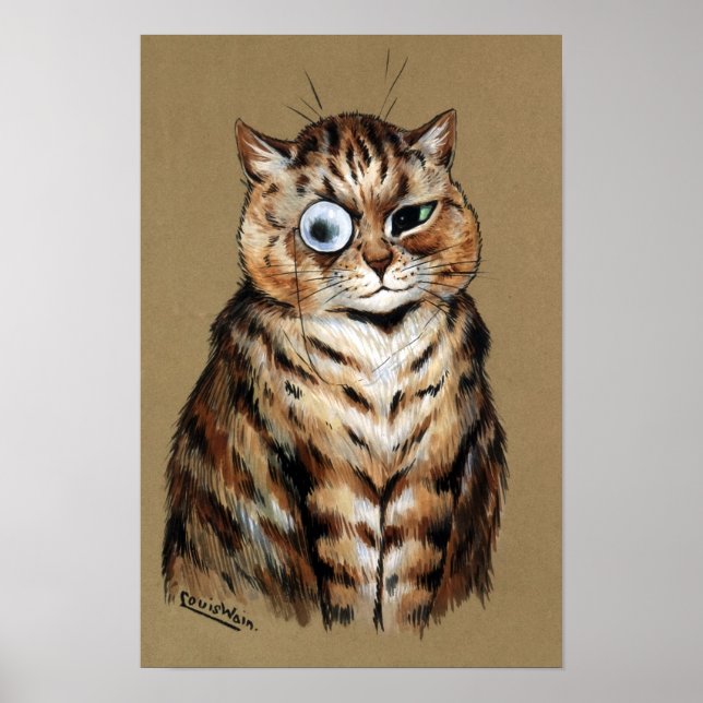 Poster Chat à monocle, Louis Wain (Devant)