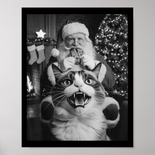Poster Chat amusant Selfie Père Noël Noël Hommes Femmes E