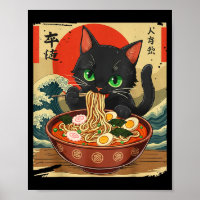 Chat Anime Mangeant Ramen Art Japonais Graphique C