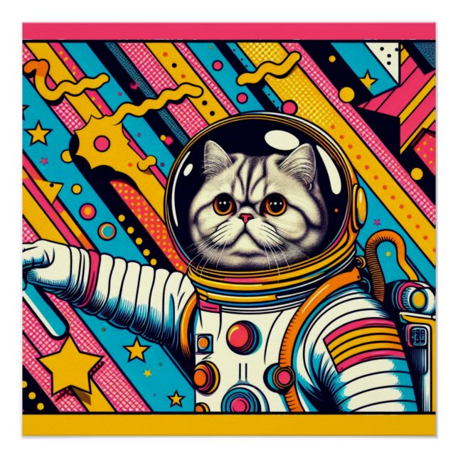 POSTER CHAT-ASTRONAUT PERSIEN 3 (Devant)