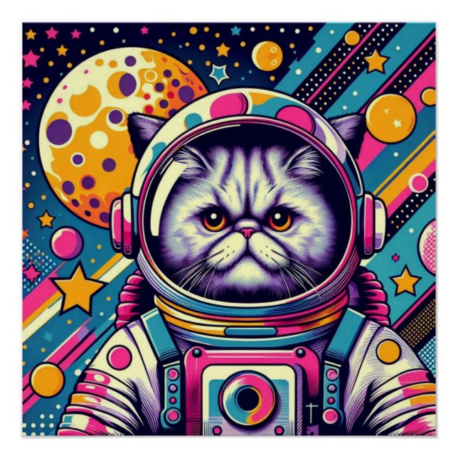 POSTER CHAT-ASTRONAUT PERSIEN 8 (Devant)