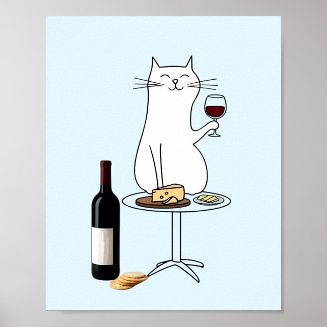 Poster Chat au vin et au fromage, Vino & Fromage (Devant)