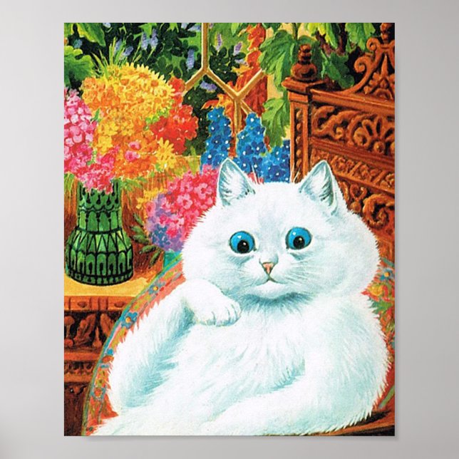 Poster Chat aux Fleurs, Louis Wain (Devant)