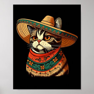 Poster Chat Avec Chapeau Mexicain Amateur De Chats Hommes